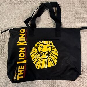 Like New Broadways Disney Lion King large black zip closure tote bag